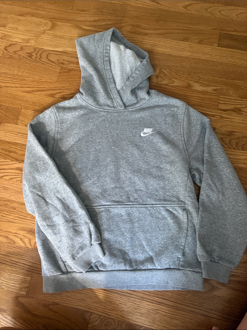 Nike Kids Gray Pullover Hoodie with White Logo